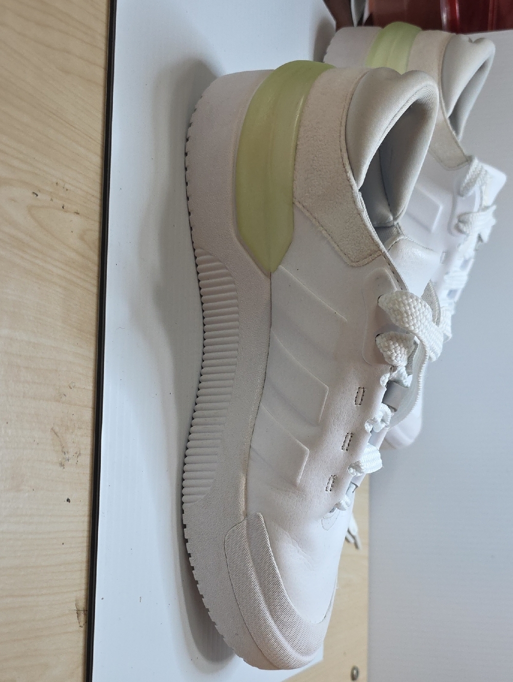 adidas COURT FUNK WOMENS White/ chatreuse Low-Top Leather Sneakers Size 10w - Picture 4 of 9